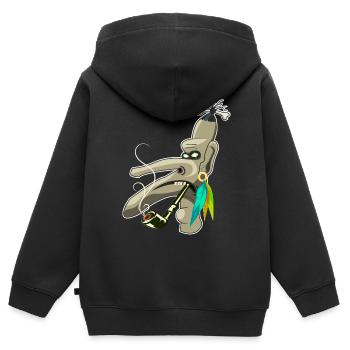 Voodoo Design, mit den coolen Voodoo Priester - Kinder Premium Organic Zip Hoodie - Schwarz - Hinten - AI Model Kid Male (0cm)