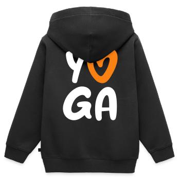 Yoga Heart Handwriting Comic Vector Meditation Fan - Kids Premium Organic Zip-up Hoodie - black - Back - AI Model Kid Male (0cm)