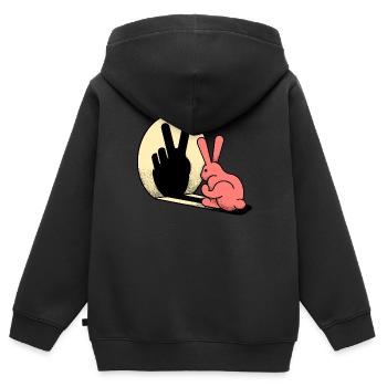 PEACEFUL RABBIT - Kids Premium Organic Zip-up Hoodie - black - Back - AI Model Kid Male (0cm)