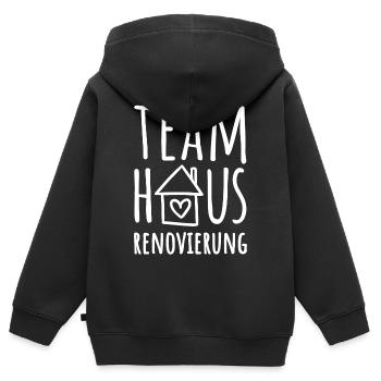 Team Haus Renovierung - Haus renovieren - Kinder Premium Organic Zip Hoodie - Schwarz - Hinten - AI Model Kid Male (0cm)