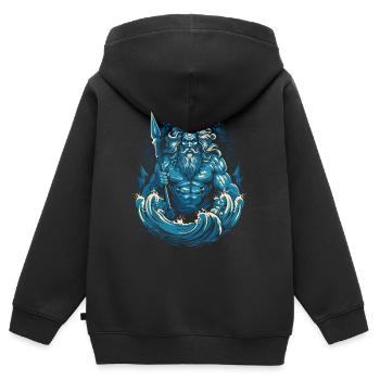 Poseidon - Kinder Premium Organic Zip Hoodie - Schwarz - Hinten - AI Model Kid Male (0cm)
