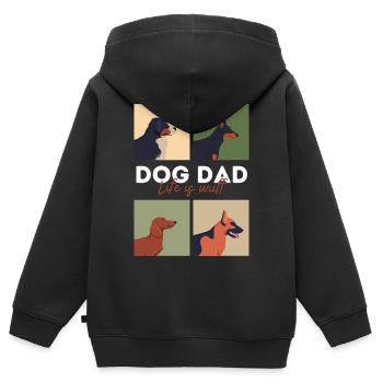Dog Dad Life is Woof - Sweat Premium à capuche zippé enfant bio - noir - Dos - AI Model Kid Male (0cm)
