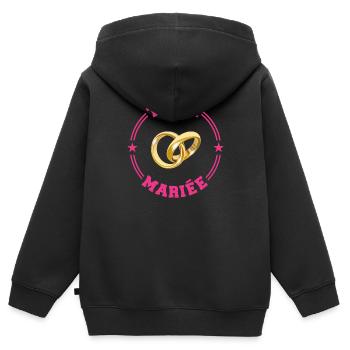 TEAM MARIEE College Round Pink - Sweat Premium à capuche zippé enfant bio - noir - Dos - AI Model Kid Male (0cm)