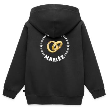 TEAM MARIEE College Round W - Sweat Premium à capuche zippé enfant bio - noir - Dos - AI Model Kid Male (0cm)