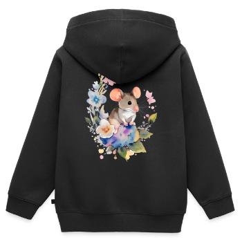 Kleines Mäuschen - Kinder Premium Organic Zip Hoodie - Schwarz - Hinten - AI Model Kid Male (0cm)