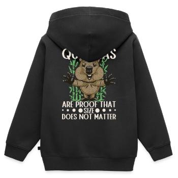 Quokkas sind der Beweis - Kinder Premium Organic Zip Hoodie - Schwarz - Hinten - AI Model Kid Male (0cm)
