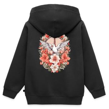Friedenszeichen mit Taube - Kinder Premium Organic Zip Hoodie - Schwarz - Hinten - AI Model Kid Male (0cm)