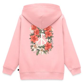 Friedenszeichen mit Blumen - Kinder Premium Organic Zip Hoodie - Rosa - Hinten - AI Model Kid Female (0cm)