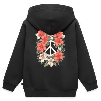 Friedenszeichen mit Blumen - Kinder Premium Organic Zip Hoodie - Schwarz - Hinten - AI Model Kid Male (0cm)
