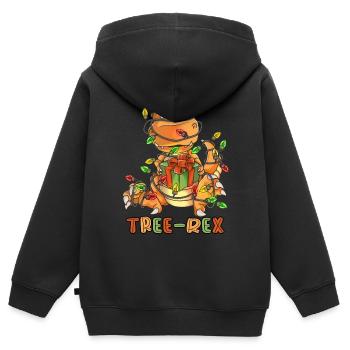Christmas Tree Rex - niedlich Dino in Lichterkette - Kinder Premium Organic Zip Hoodie - Schwarz - Hinten - AI Model Kid Male (0cm)