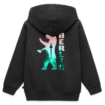 Tour de télévision Berlin Bear Alex - Sweat Premium à capuche zippé enfant bio - noir - Dos - AI Model Kid Male (0cm)