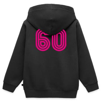 60. 60 ANS. 60e ANNIVERSAIRE. ANNIVERSAIRE 60 ANS. - Sweat Premium à capuche zippé enfant bio - noir - Dos - AI Model Kid Male (0cm)