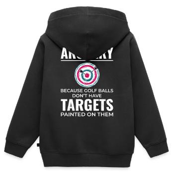 Bogenschießen Ziele Bogenschütze Bullseye Schießsport - Kinder Premium Organic Zip Hoodie - Schwarz - Hinten - AI Model Kid Male (0cm)