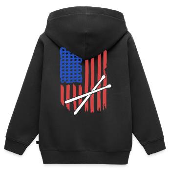 Drumstick Amerikanische Flagge - Kinder Premium Organic Zip Hoodie - Schwarz - Hinten - AI Model Kid Male (0cm)
