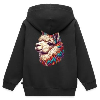Alpaka - Kinder Premium Organic Zip Hoodie - Schwarz - Hinten - AI Model Kid Male (0cm)