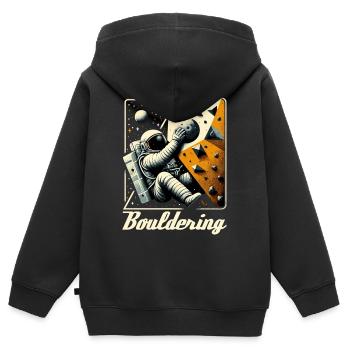 Bouldern Astronaut Raumfahrer Geschenk - Kinder Premium Organic Zip Hoodie - Schwarz - Hinten - AI Model Kid Male (0cm)