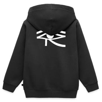 Weißes ägyptisches Auge - Kinder Premium Organic Zip Hoodie - Schwarz - Hinten - AI Model Kid Male (0cm)