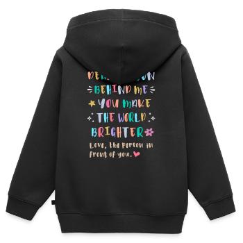 Répandez la gentillesse derrière vous - Sweat Premium à capuche zippé enfant bio - noir - Dos - AI Model Kid Male (0cm)