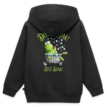 Ne croasse pas. Il suffit de tremper. Baignoire Wellness Frog - Sweat Premium à capuche zippé enfant bio - noir - Dos - AI Model Kid Male (0cm)