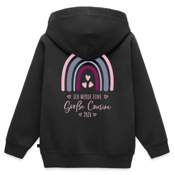 Große Cousine 2026 Regenbogen - Kinder Premium Organic Zip Hoodie - Schwarz - Hinten - AI Model Kid Male (0cm)