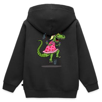 Déguisement du tyrannosaure pour la chasse - Sweat Premium à capuche zippé enfant bio - noir - Dos - AI Model Kid Male (0cm)