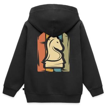 vintage Schach Illustration - knight Logo Verein - Kinder Premium Organic Zip Hoodie - Schwarz - Hinten - AI Model Kid Male (0cm)