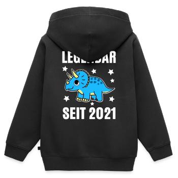 Legendary since 2021 Triceratops - Kids Premium Organic Zip-up Hoodie - black - Back - AI Model Kid Male (0cm)