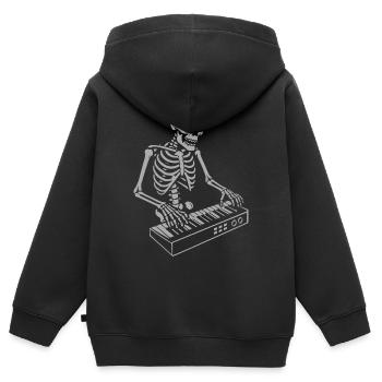 Halloween Skelett mit Synthesizer Kunst - Kinder Premium Organic Zip Hoodie - Schwarz - Hinten - AI Model Kid Male (0cm)