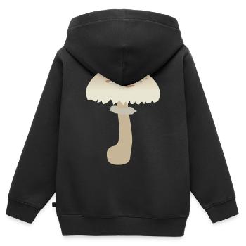 Illustration de champignon parasol minimaliste - Sweat Premium à capuche zippé enfant bio - noir - Dos - AI Model Kid Male (0cm)