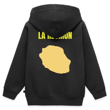 T-Shirt mit goldener Karte auf der Insel La Réunion - Kinder Premium Organic Zip Hoodie - Schwarz - Hinten - AI Model Kid Male (0cm)