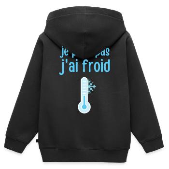 Ich kann nicht, mir ist kalt - Kinder Premium Organic Zip Hoodie - Schwarz - Hinten - AI Model Kid Male (0cm)