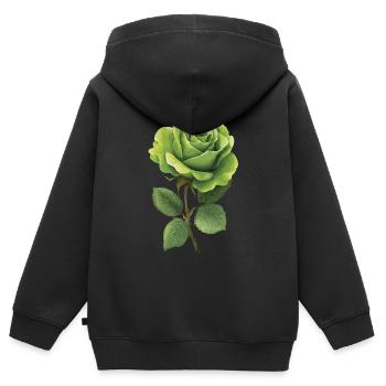 Grüne Rose - Kinder Premium Organic Zip Hoodie - Schwarz - Hinten - AI Model Kid Male (0cm)