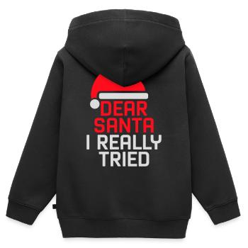 Cher Père Noël, j’ai vraiment essayé l’humour de Noël drôle - Sweat Premium à capuche zippé enfant bio - noir - Dos - AI Model Kid Male (0cm)