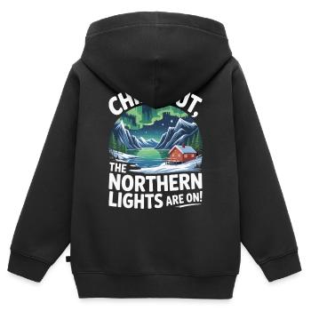 Chill Out - die Nordlichter sind an! - Kinder Premium Organic Zip Hoodie - Schwarz - Hinten - AI Model Kid Male (0cm)