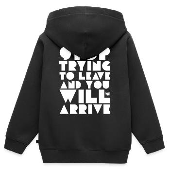Laotse Zitat - Kinder Premium Organic Zip Hoodie - Schwarz - Hinten - AI Model Kid Male (0cm)