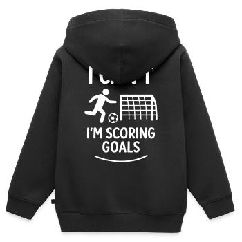 Ich kann nicht – ich schieße Tore - Kinder Premium Organic Zip Hoodie - Schwarz - Hinten - AI Model Kid Male (0cm)