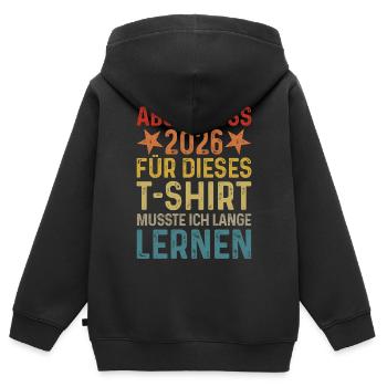Diplôme 2026 J’ai dû étudier longtemps pour un T-shirt - Sweat Premium à capuche zippé enfant bio - noir - Dos - AI Model Kid Male (0cm)