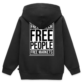 Free Speech Markets People Libertär Freiheit Logo - Kinder Premium Organic Zip Hoodie - Schwarz - Hinten - AI Model Kid Male (0cm)