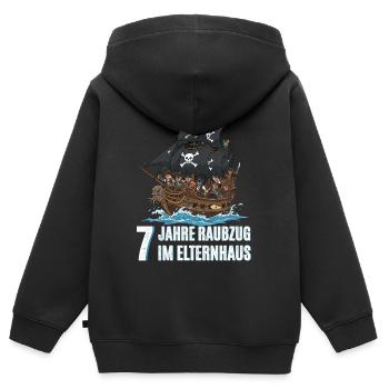 7th Birthday Pirates - Kids Premium Organic Zip-up Hoodie - black - Back - AI Model Kid Male (0cm)