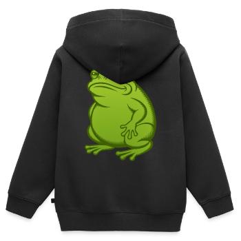 Grenouille Grasse - Crapaud Gros - Sweat Premium à capuche zippé enfant bio - noir - Dos - AI Model Kid Male (0cm)