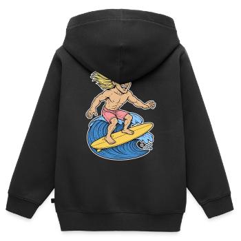 Blonde Surferin auf Welle - Kinder Premium Organic Zip Hoodie - Schwarz - Hinten - AI Model Kid Male (0cm)