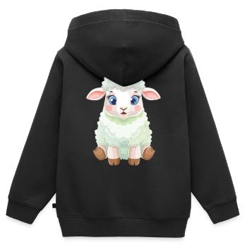 Pastell Lammchen Flauschig - Kinder Premium Organic Zip Hoodie - Schwarz - Hinten - AI Model Kid Male (0cm)
