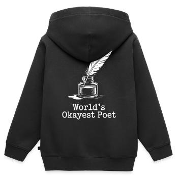 World's Okayest Poet Ink Sketch - Kids Premium Organic Zip-up Hoodie - black - Back - AI Model Kid Male (0cm)