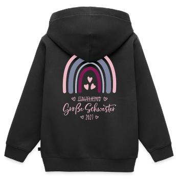 Große Schwester 2027 Boho Regenbogen - Kinder Premium Organic Zip Hoodie - Schwarz - Hinten - AI Model Kid Male (0cm)