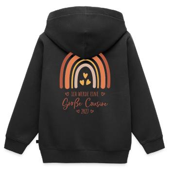 Ich werde eine Große Cousine 2027 Boho Regenbogen - Kinder Premium Organic Zip Hoodie - Schwarz - Hinten - AI Model Kid Male (0cm)