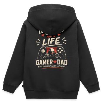 Gamer Dad: Level up in Game und Leben - Kinder Premium Organic Zip Hoodie - Schwarz - Hinten - AI Model Kid Male (0cm)