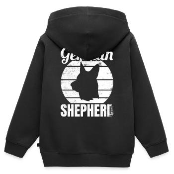 German Shepherd - Kinder Premium Organic Zip Hoodie - Schwarz - Hinten - AI Model Kid Male (0cm)