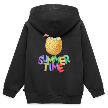Sommerzeit Ananasgetränk - Kinder Premium Organic Zip Hoodie - Schwarz - Hinten - AI Model Kid Male (0cm)