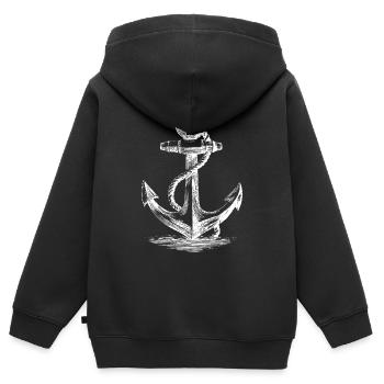 Anchored Nautical Silhouette - Kids Premium Organic Zip-up Hoodie - black - Back - AI Model Kid Male (0cm)