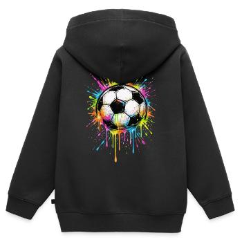 Ballon de Foot Splash Couleur | Style Graffiti - Sweat Premium à capuche zippé enfant bio - noir - Dos - AI Model Kid Male (0cm)
